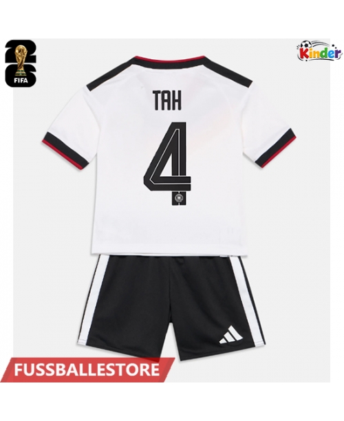 Günstige Deutschland Jonathan Tah #4 Heimtrikotsatz Kinder WM 2026 Kurzarm (+ Kurze Hosen)
